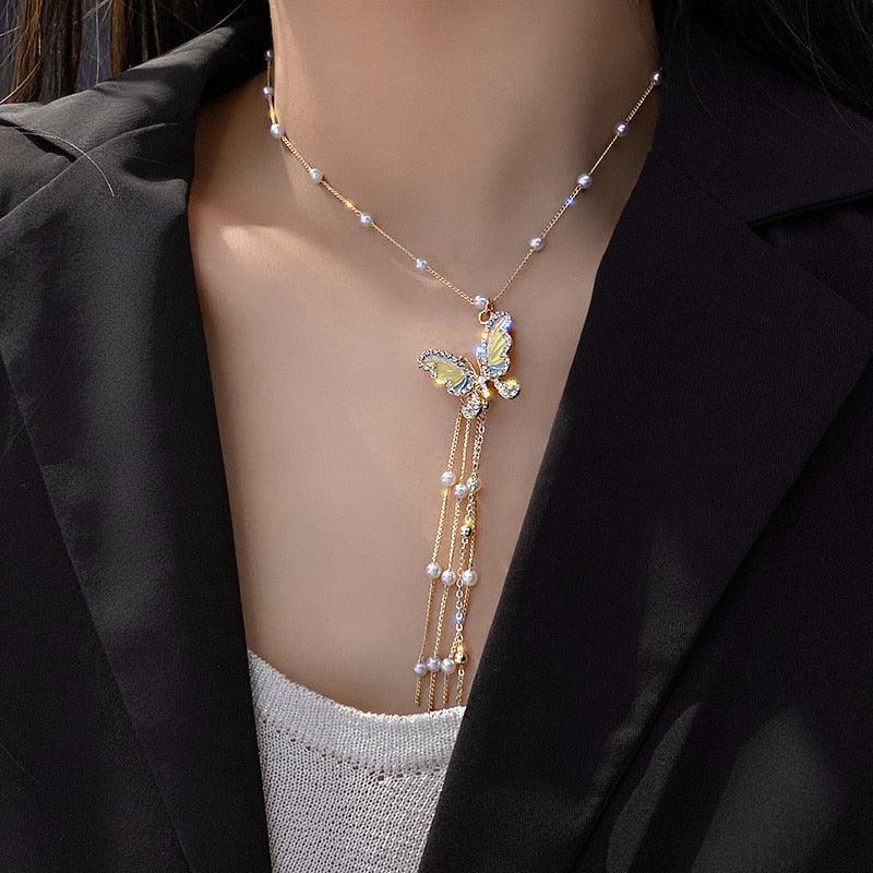 Tourmaline & Pearl Tassel Necklace – KESYA JAIPUR