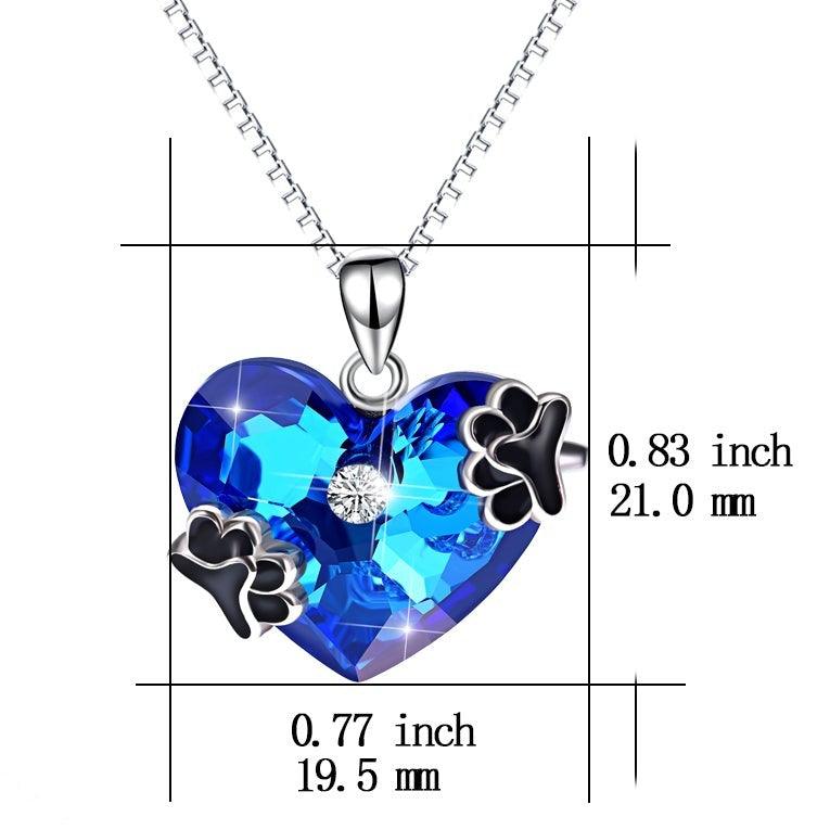 Ocean Crystal Heart Necklace S925 - ElineBeryl